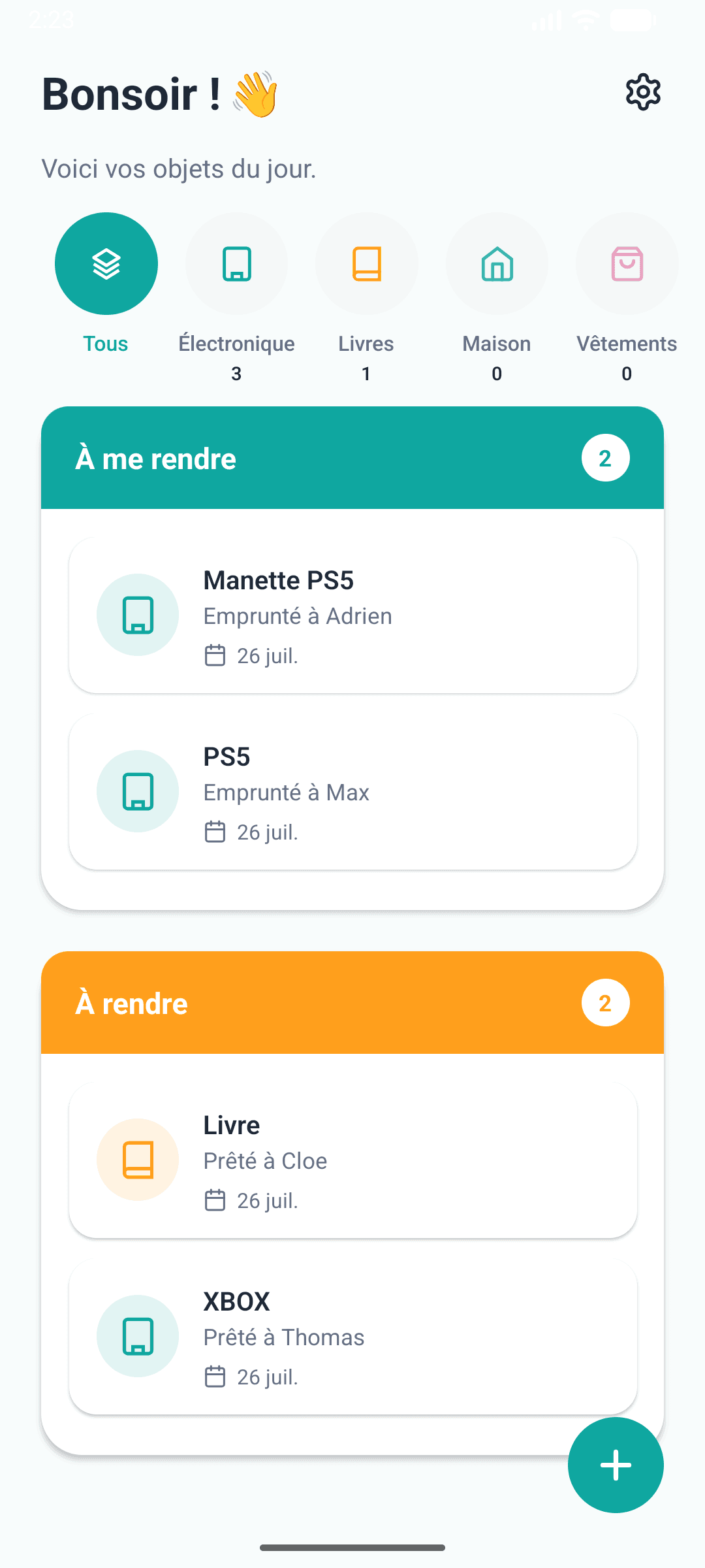 À Rendre - Suivi d'objets prêtés